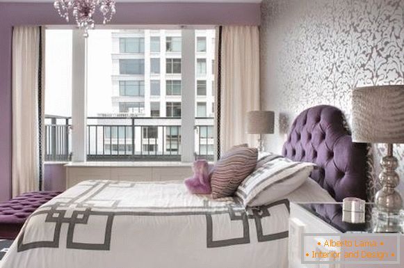 Luksuzna spavaća soba sa tapetom dve vrste