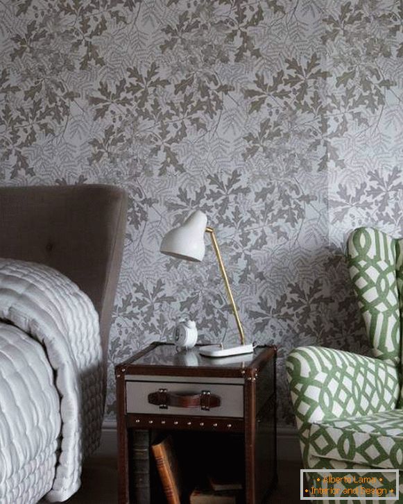 Moderan enterijer spavaće sobe - pozadina u sivoj boji