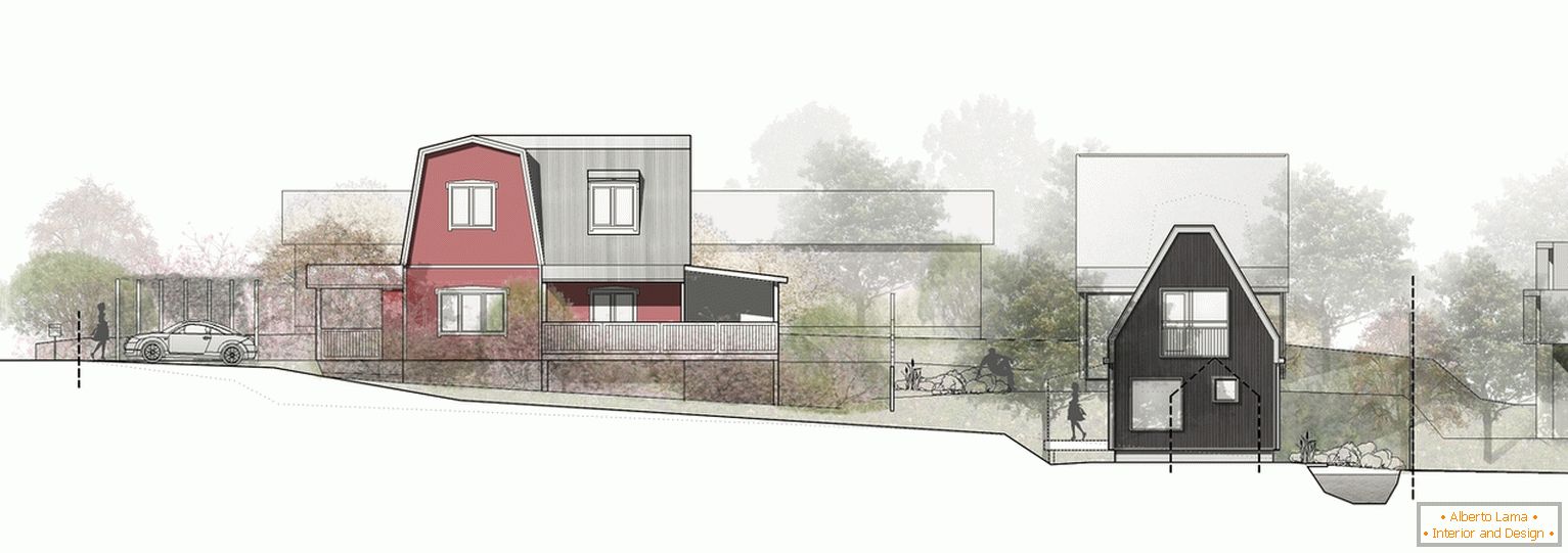 Fasade kuća u malom vikend naselju - projekat