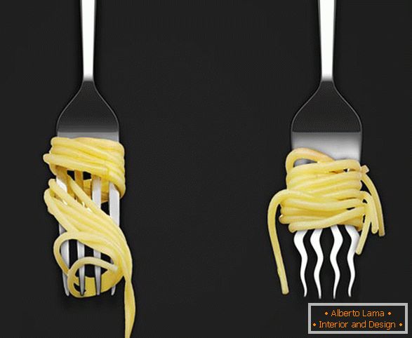 Vilica sa zakrivljenim zubima za špagete