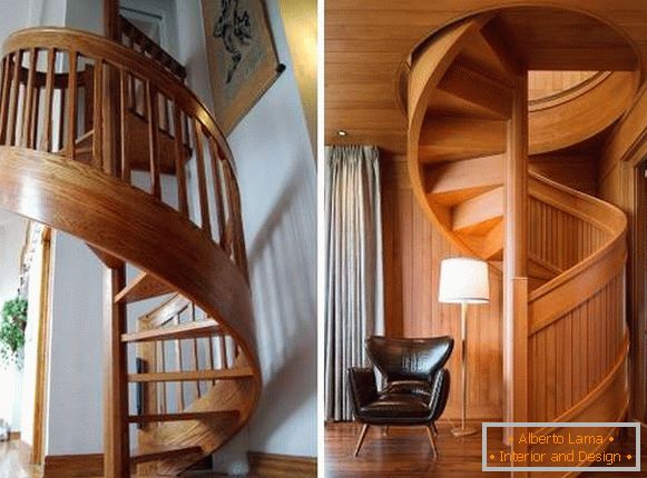 Vijčane stepenice od drveta u privatnoj kući