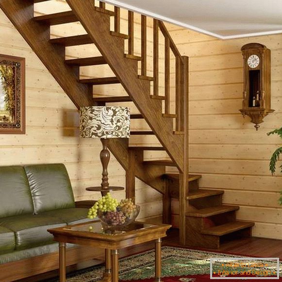 Srednje drvene stepenice u privatnoj kući - dizajn fotografija u modernom stilu