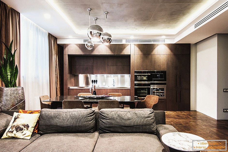 Mali studio apartman sa elementima minimalističke umetničke nouveau u Kijevu, Ukrajina