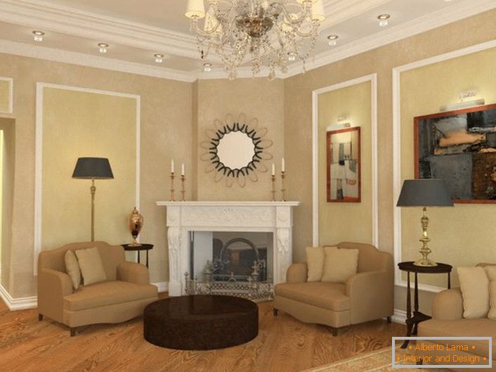 Gostinjska soba u neoklasičnom stilu u velikoj seoskoj kući uspešnog francuskog biznismena.