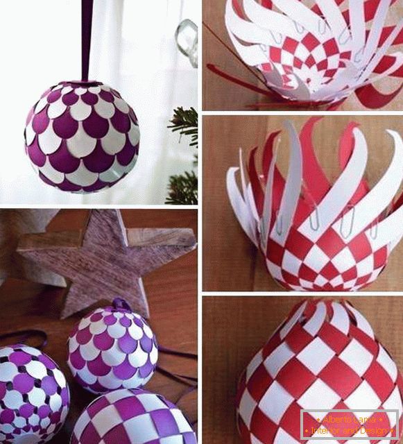 Originalna božićna lopta na drvetu - sa svojim rukama od papira