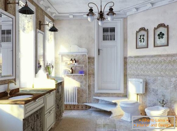 Tradicionalni Provans stil u kupaonici - fotografija kupatila u privatnoj kući