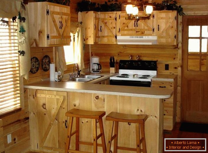 Kuhinja male dimenzije u rustikalnom stilu - odlično rešenje za davanje.