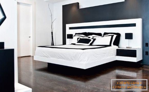 Dizajn spavaće sobe u crno-beloj boji