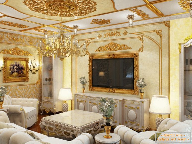 Gostinjska soba je uređena u najboljim tradicijama baroknog stila.
