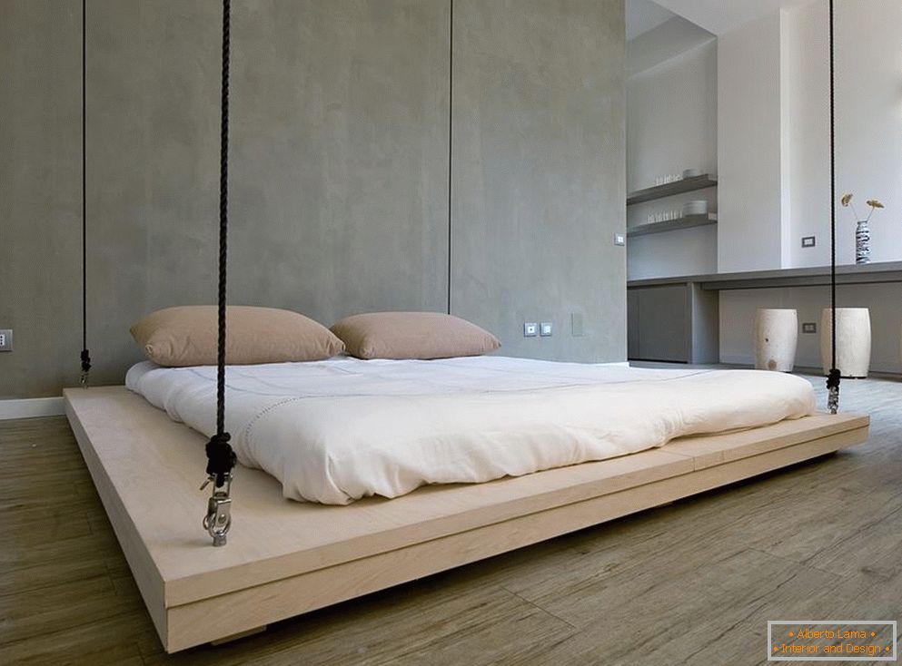 Unutrašnjost spavaće sobe u stilu minimalizma