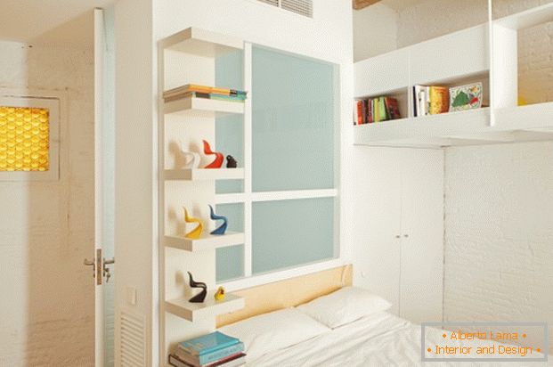 Projekat mini apartmana: bijela opeka u dekoraciji spavaće sobe