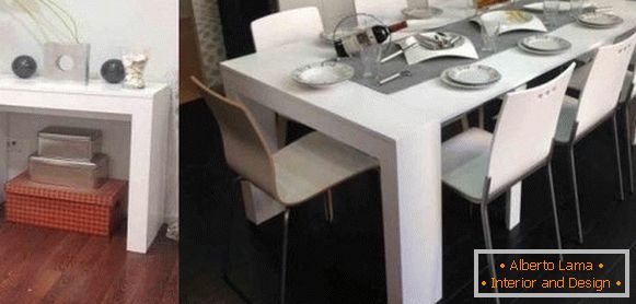 bela konzola za sklapanje stolova