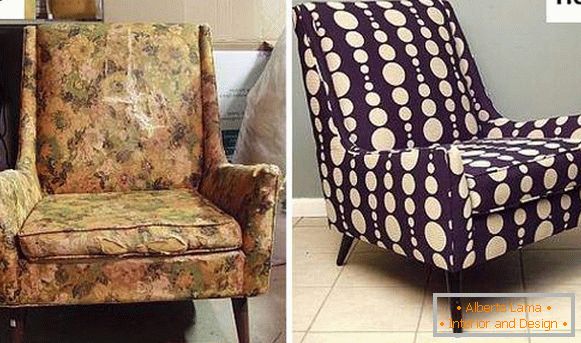 Fotografije stolice pre i posle sagorevanja i obnove