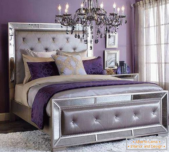 Ljubičasta spavaća soba - fotografija u kombinaciji s srebrnom