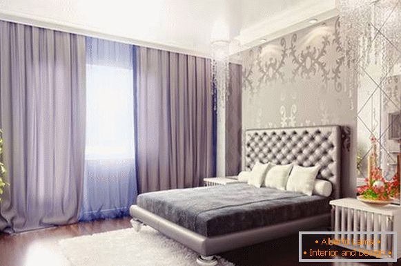 Moderna ljubičasta spavaća soba u svetlim bojama