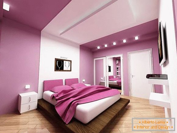 Dizajn moderne spavaće sobe u svijetle boje boje