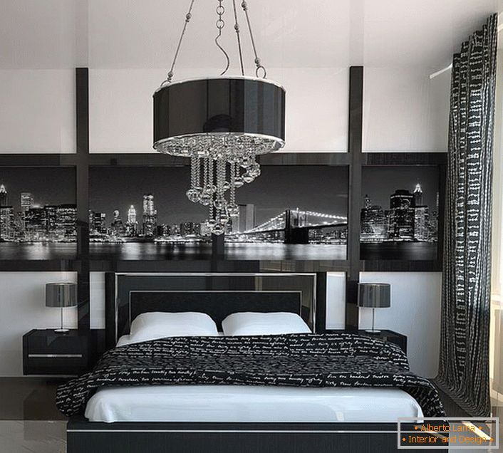 Geometrijska težina i štednja u dizajnu spavaće sobe u stilu visokotehnologije.