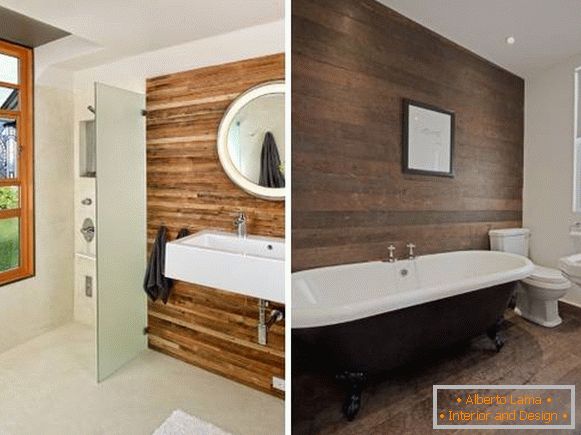 Drveni paneli za unutrašnju dekoraciju zidova - fotografija kupatila