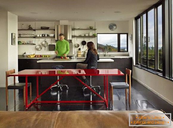 kuhinja u modernom stilu u kući, fotografija 20