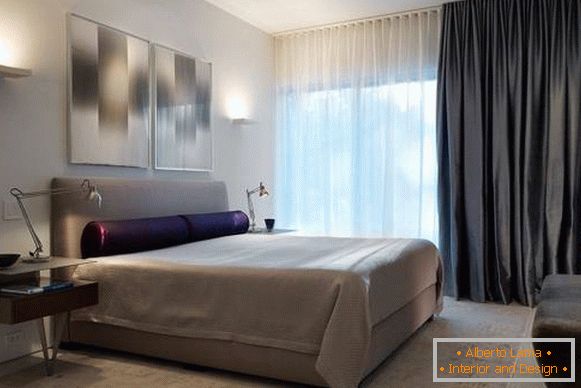 Dizajn zavesa za spavaću sobu - fotografija novih predmeta u tamno sivoj boji