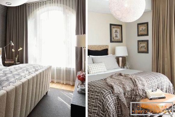 Izbor modernih zavesa u maloj spavaćoj sobi - fotografija 2016