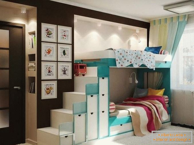 Dizajn dvosobnog stana za porodicu sa dvoje dece - fotografija unutrašnjeg djeteta