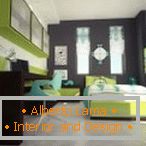 Dječija spavaća soba u zelenoj i sivoj boji