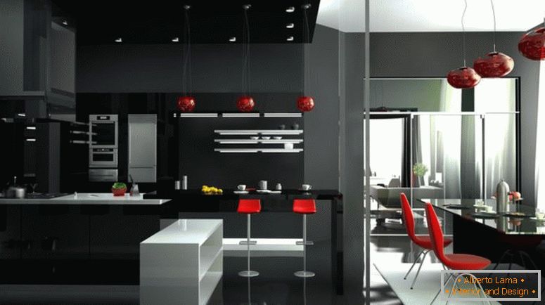 kuhinjski-u-stil-visokotehnološki prostor za zoniranje