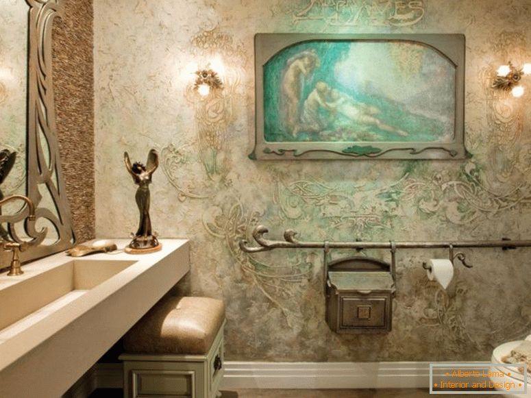 veličanstveni-art-deco-kupatilo-ideje-sa-kremom-teksture-zid-boja-kao-kupaonice-i-krem-drveni-pravougaonik-stolom-uključujući-umivaonik i-zlato-nerđajući- umivaonik-takođe-super-enterijer-dizajn