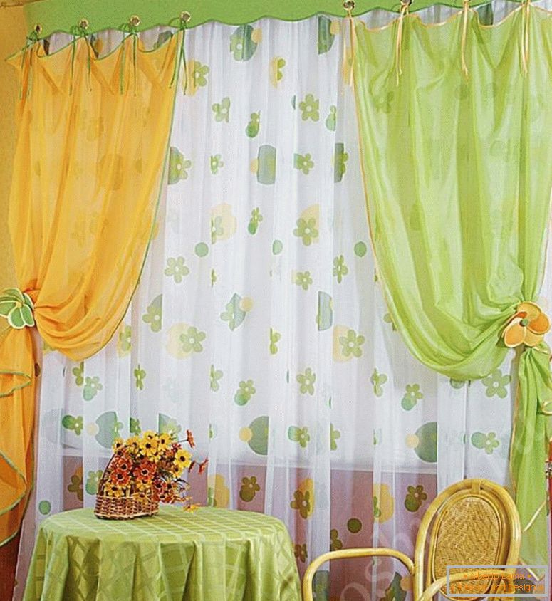 Izvanredna-set-ready-zavesa-za-kuhinja-žuta-i-zelena-boja-sa-tjule-sa-cvjetnim-ornament-zhg-in