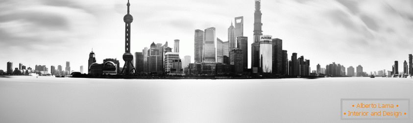 Crno-bela panoramska fotografija Singapura