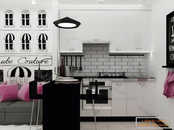 Kuhinja u crno-beloj boji
