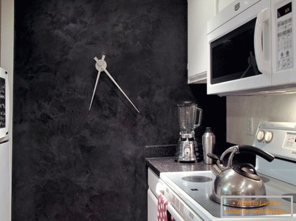 Crni venecijanski štukature u kuhinji fotografije