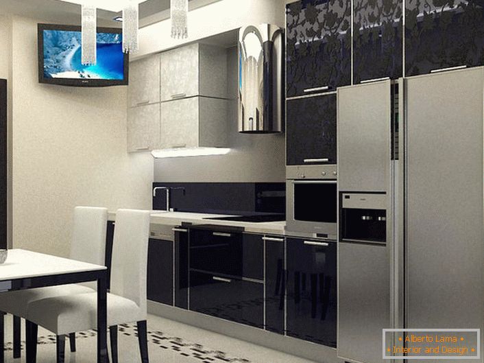 Moderna kuhinja dizajnirana je u skladu sa zahtevima minimalističkog stila. 