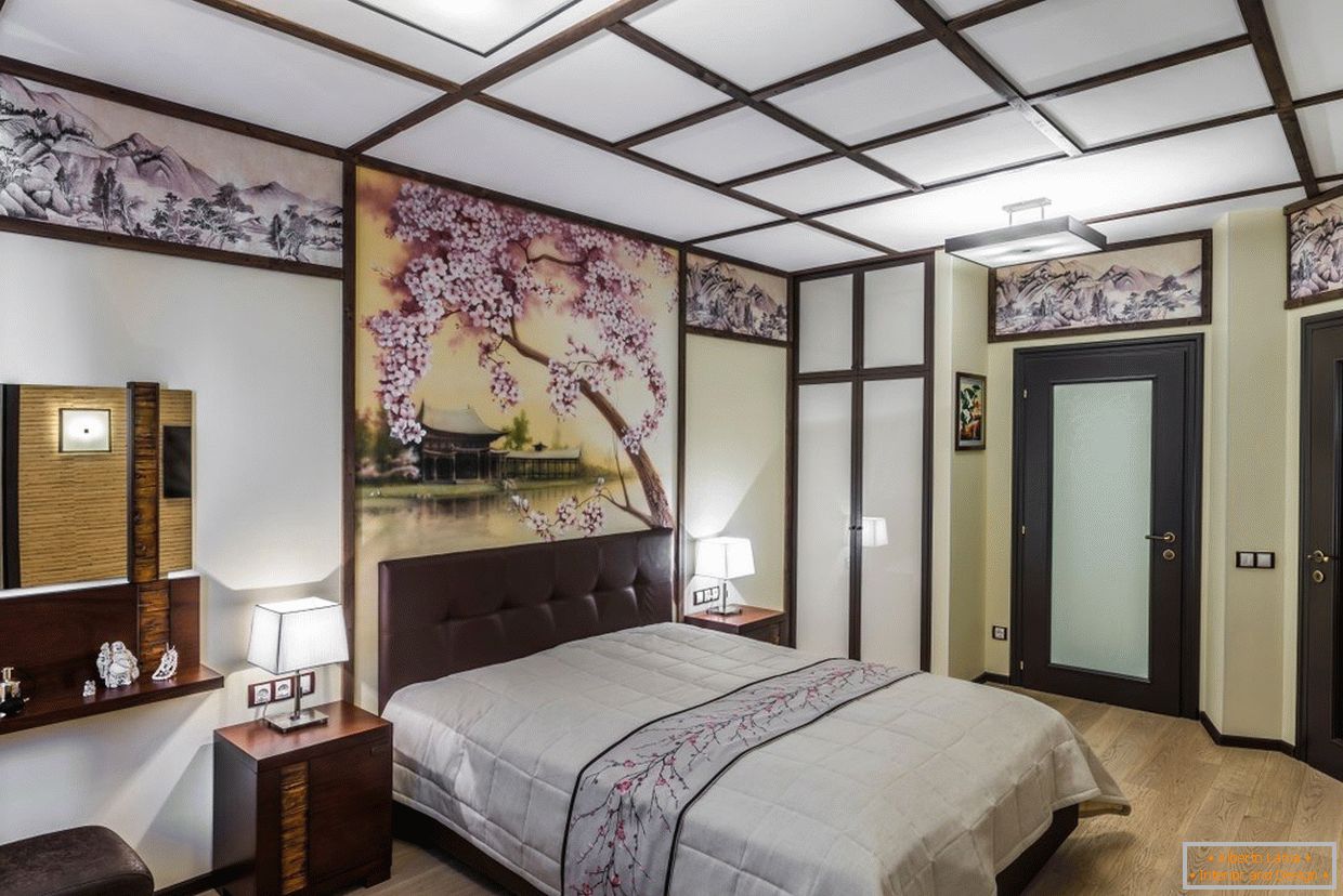 Enterijer spavaće sobe в японском стиле