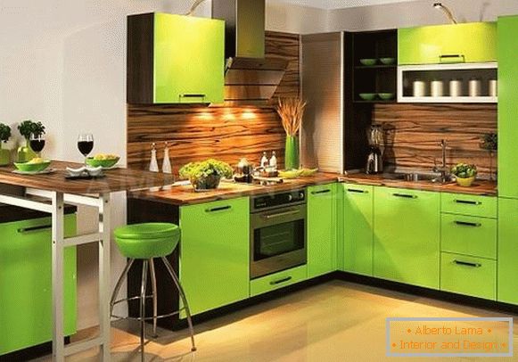 braon-zelena kuhinja-dizayn
