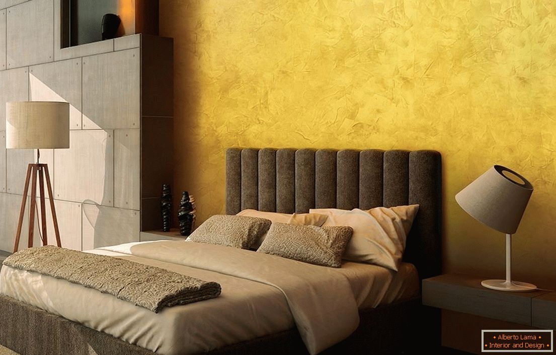 Spavaća soba sa žutim zidovima