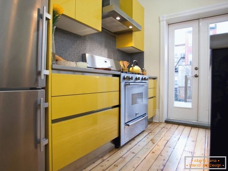 Primena žute boje u unutrašnjosti kuhinje